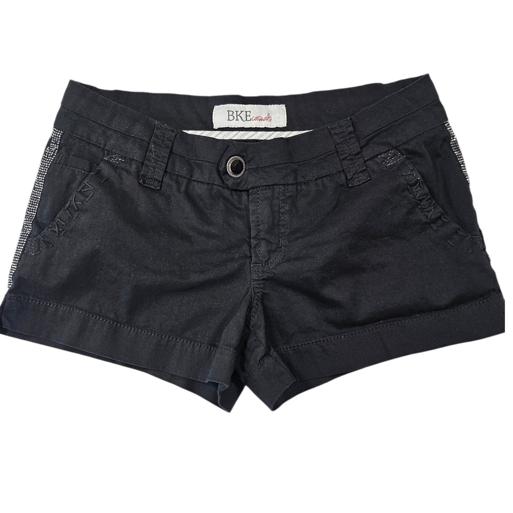 BKE Mollie Black Low Rise Embellished Shorts Rhinestone Y2K Indie Sleaze 29